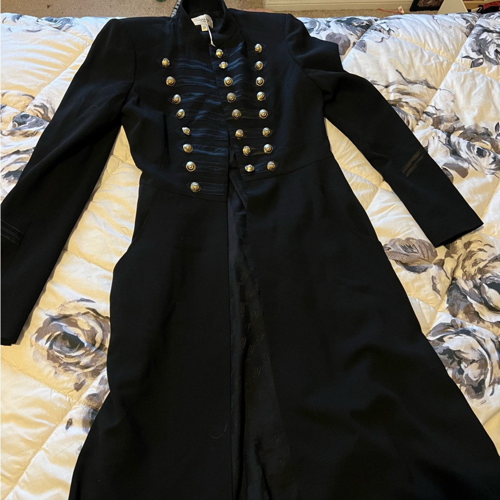 Temperley London Black Military Coat with Silver Buttons - Picture 2 of 11